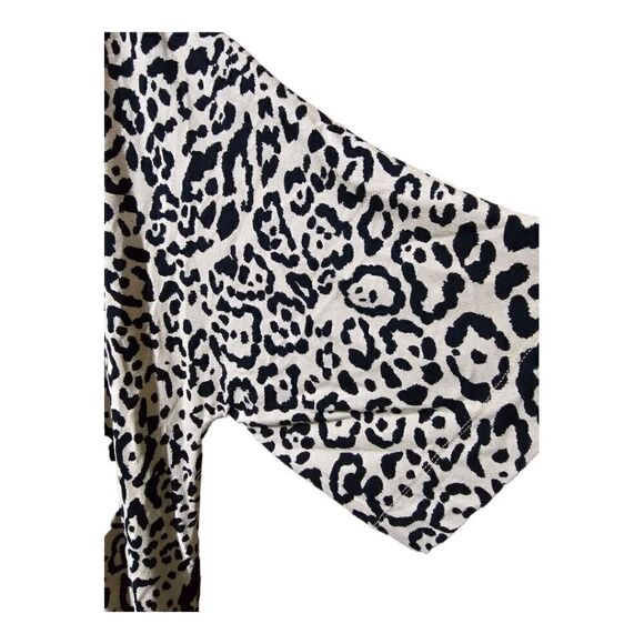 CHICO'S Cheetah Print Mock Neck Midi Shift Stretch Dress - Size 1 - Picture 5 of 9